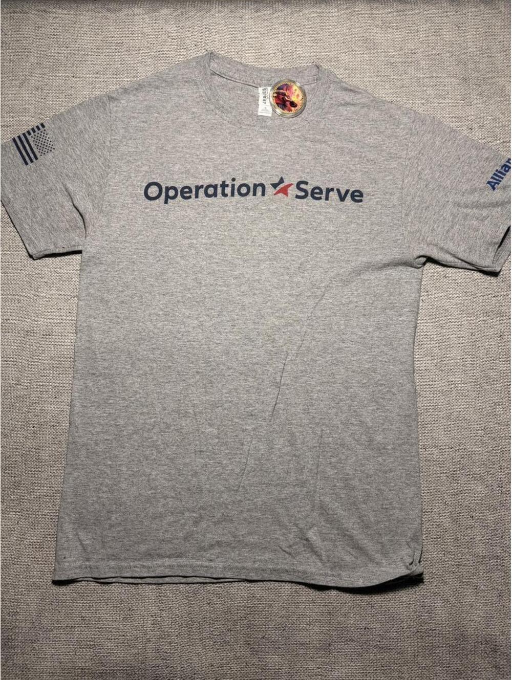 Jerzees Operation Serve Gray T-Shirt Salute to Service USA Flag Print